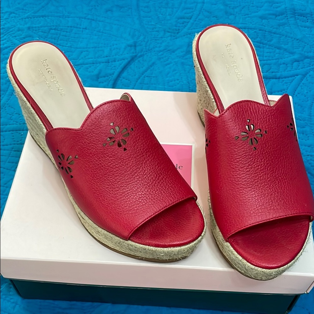 Kate Spade Red Leather Wedges